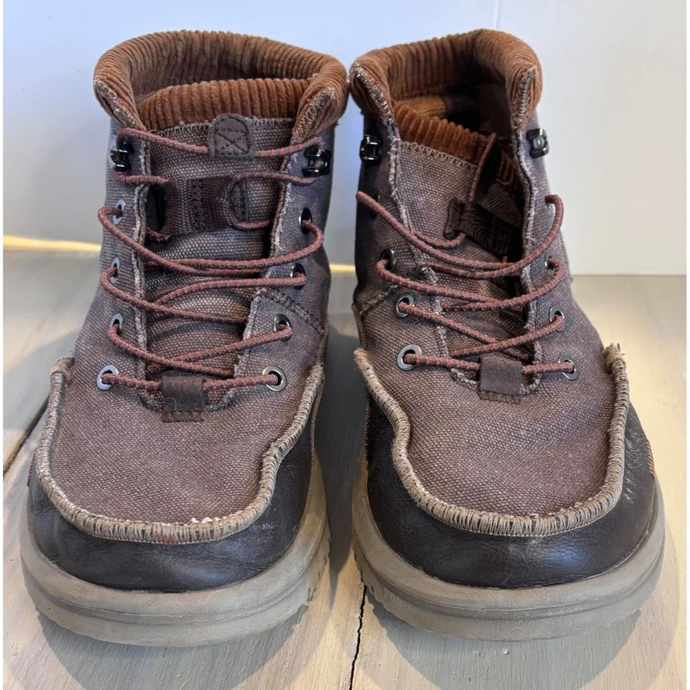 Hey Dude Bradley Corduroy Collar Mens Brown Multi Chukka Boots 42066-2GS Size 7